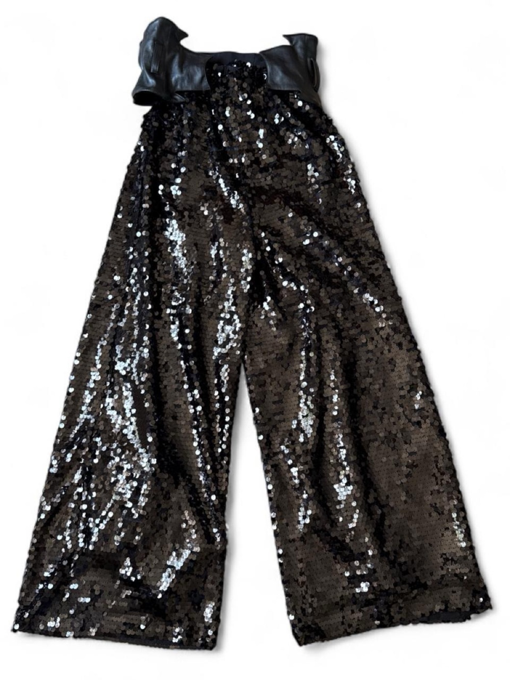 Julia Allert black sequin palazzo trousers